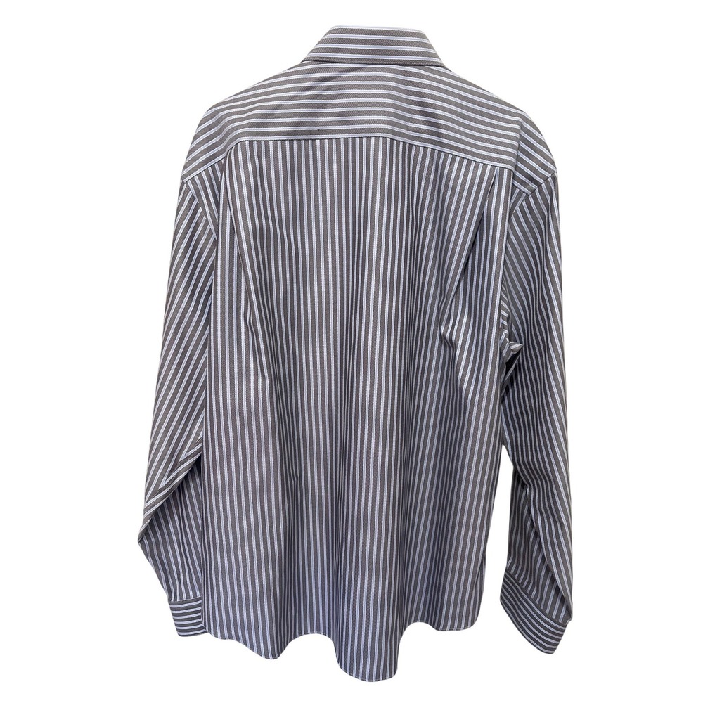 Pronto Uomo Mens XXL Dress Shirt‎ Grey Blue Striped Non-Iron Modern Fit Cotton - Picture 6 of 10